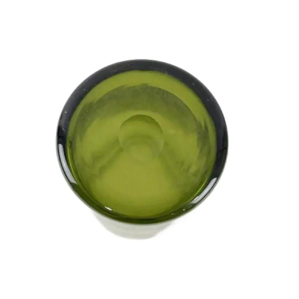 Vintage Olive Green Hand Blown Art Glass Cylinder Vase, 9.5" Tall - Picture 5 of 11